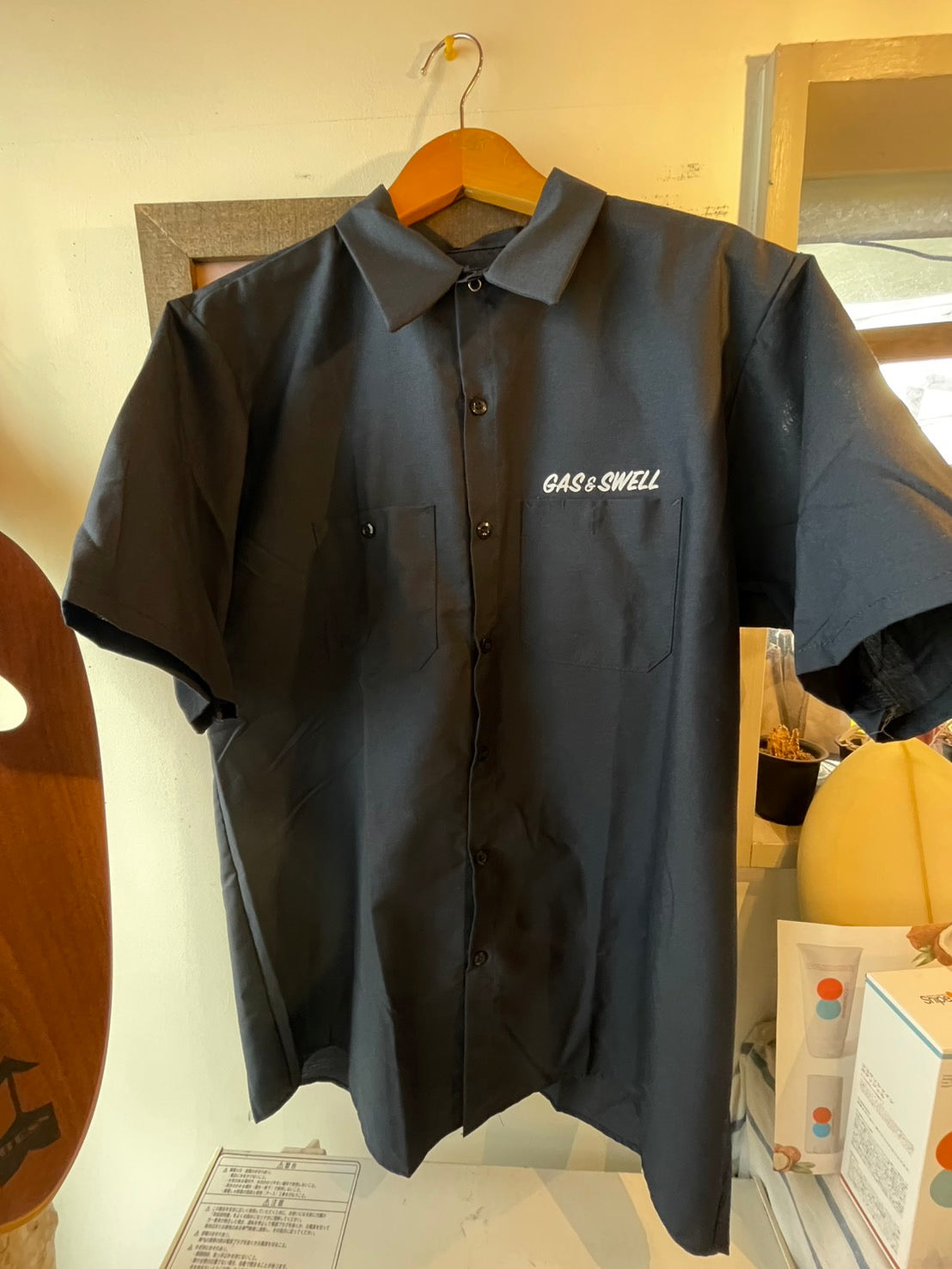 Gasswell workシャツ 半袖 ネイビー